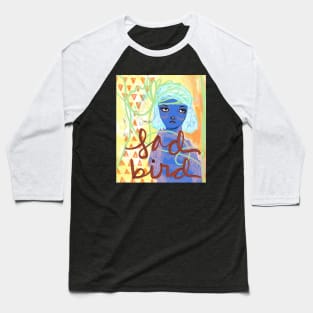 Sad Bird Girl: Artistic Fantasy Drawing Portrait Baseball T-Shirt